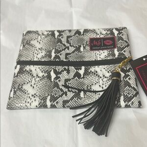 Makeup Junkie Black and White Snake Print Bag
